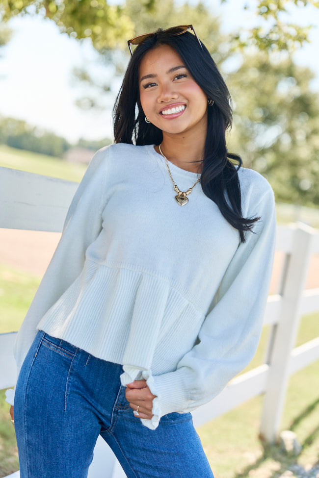 Easy To Love Peplum Long Sleeve Sweater - Ivory