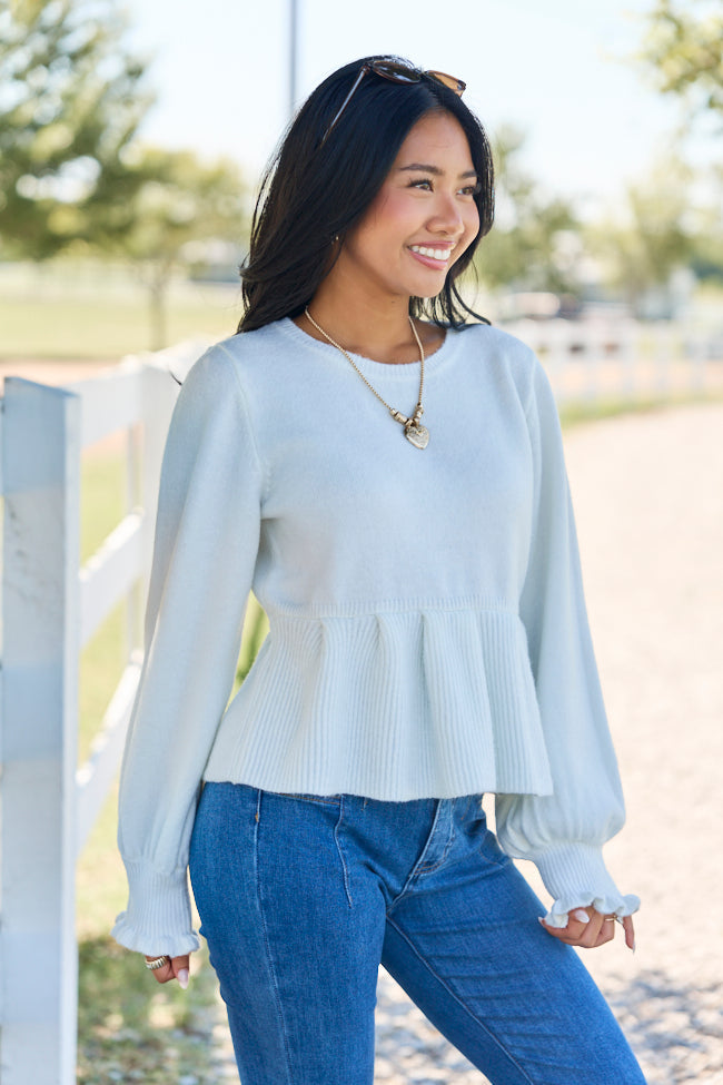 Easy To Love Peplum Long Sleeve Sweater - Ivory
