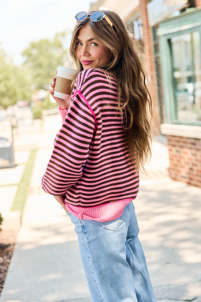 Kate Pink Striped Crewneck Sweater