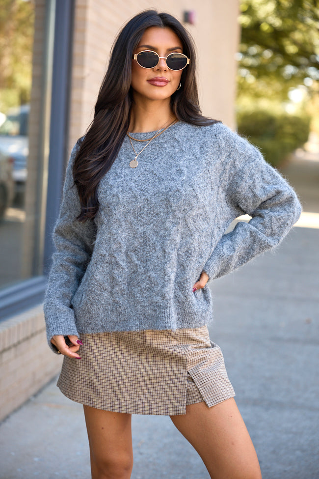 Elevated Everyday Grey Oversized Crew Neck Sweater