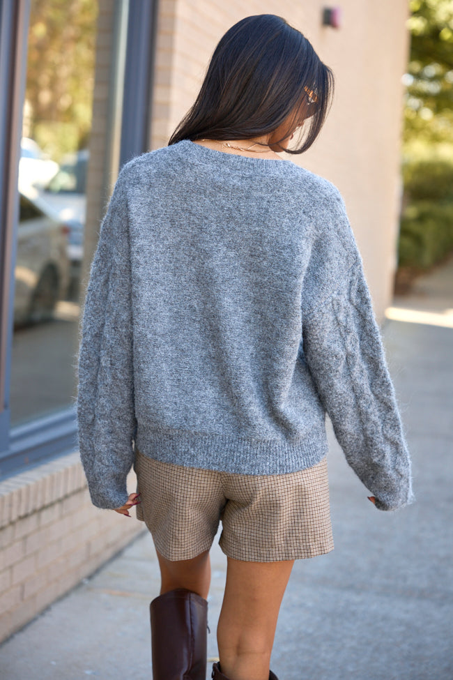 Elevated Everyday Grey Oversized Crew Neck Sweater