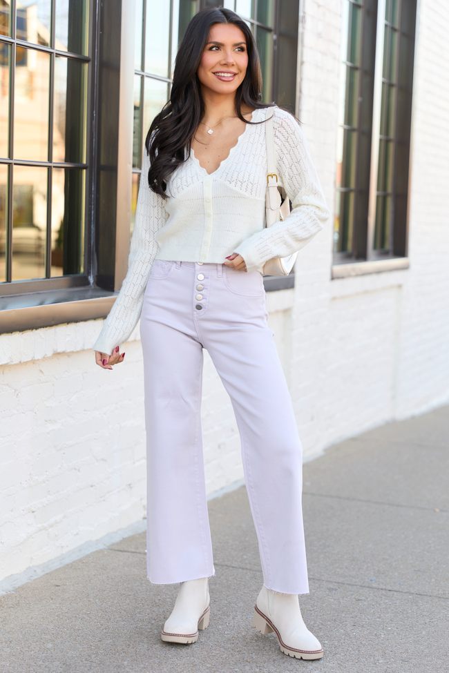 Pheobe Ivory Pointelle Cardigan Top SALE