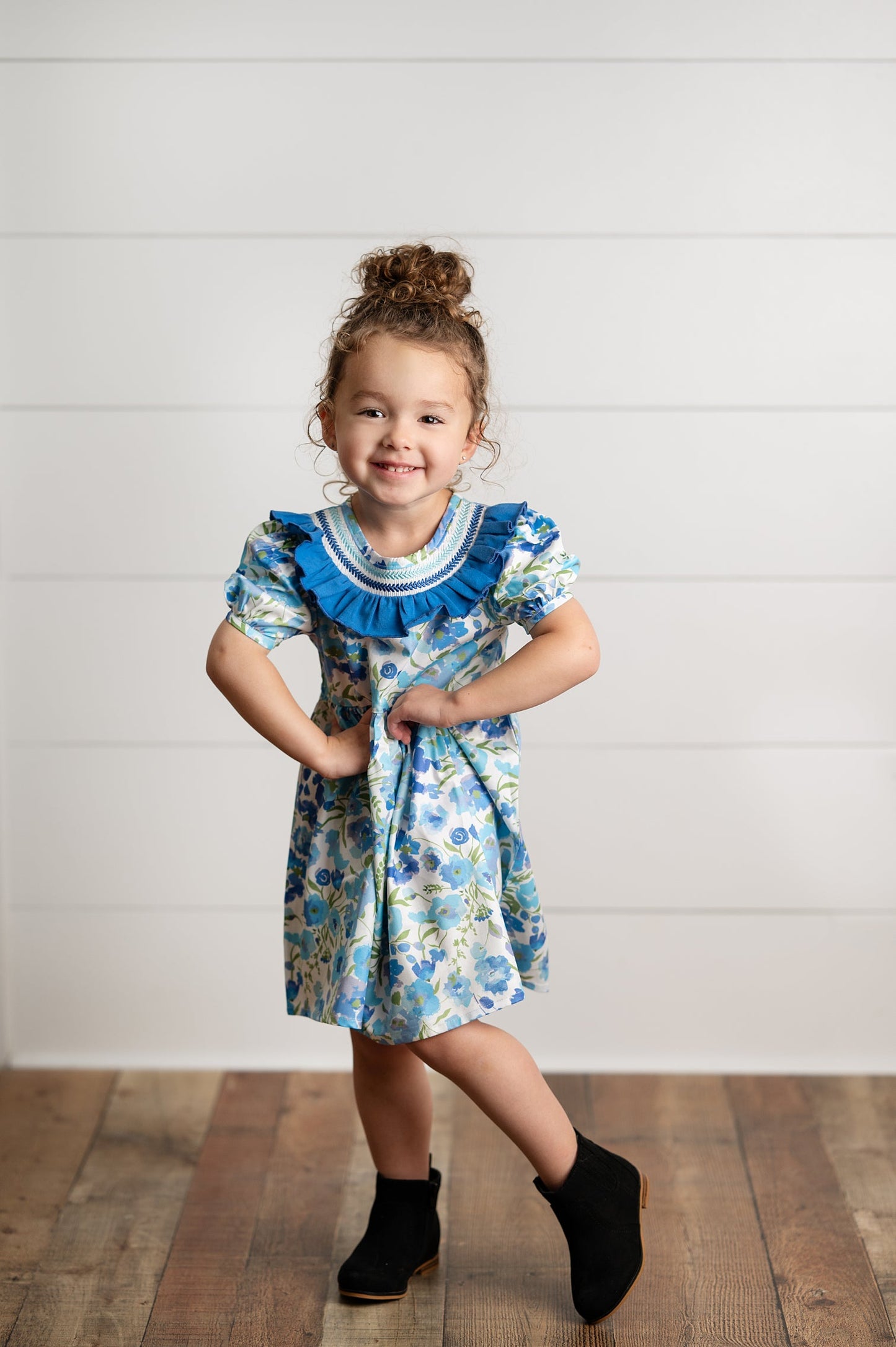 Teal Blue Smocked Dress