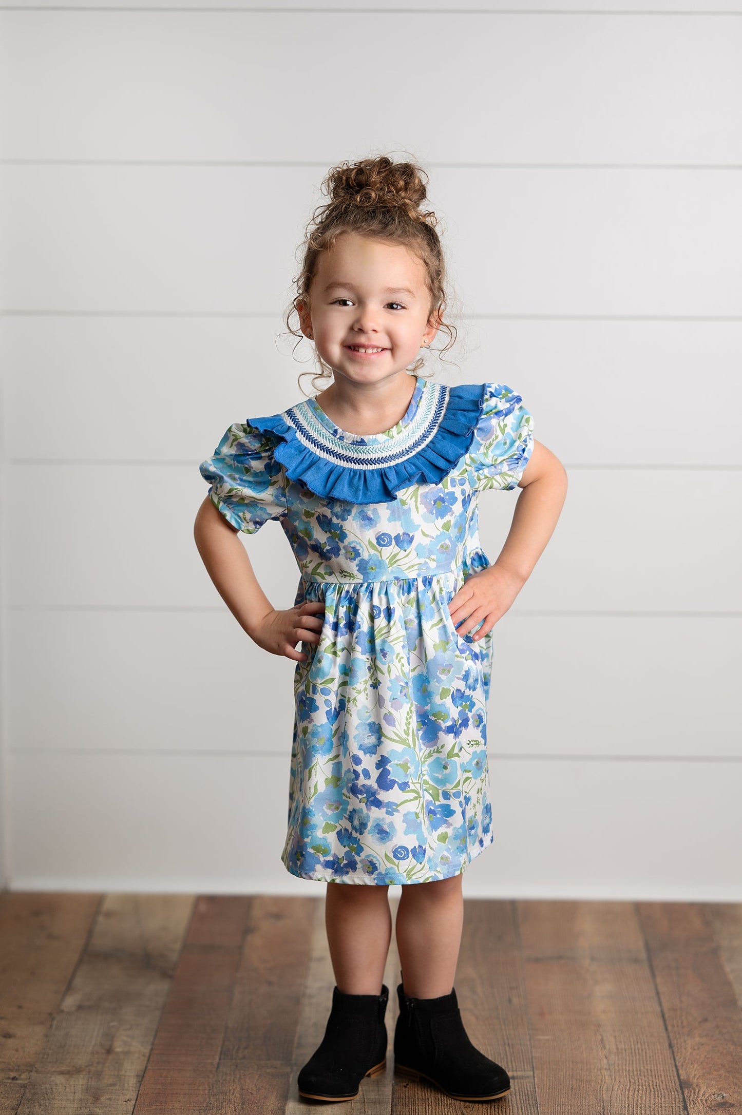 Teal Blue Smocked Dress