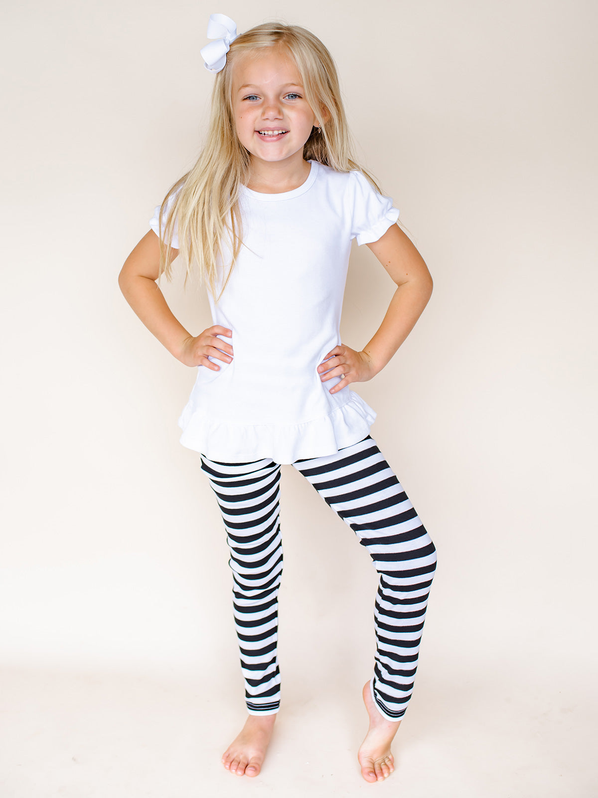 Unisex Striped Leggings -- 95% Cotton Blend | 4 Colors | Sizes 12M-10 | Embroidery & HTV Ready