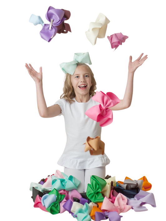 Boutique Solid Grosgrain Hair Bows – 38 Colors | 4", 6" & 8" | Alligator Clip | Girls & Toddlers