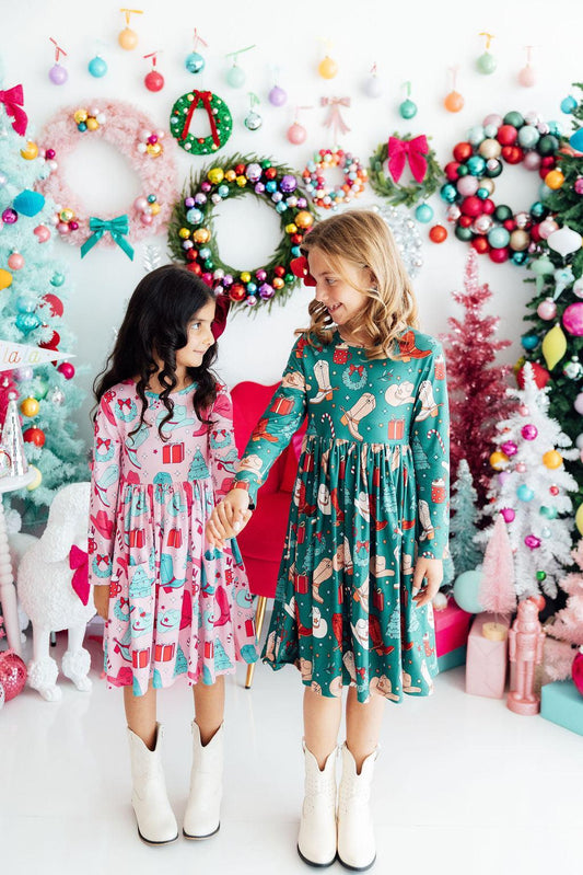Western Wonderland L/S Pocket Twirl Dress