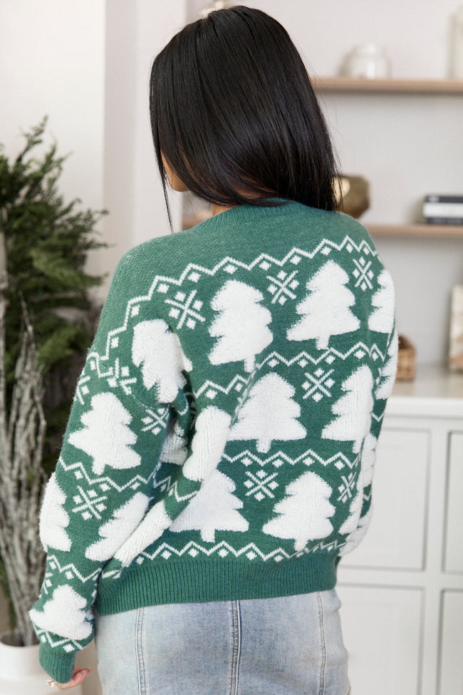 Merry Little Trees Green Knit Sweater