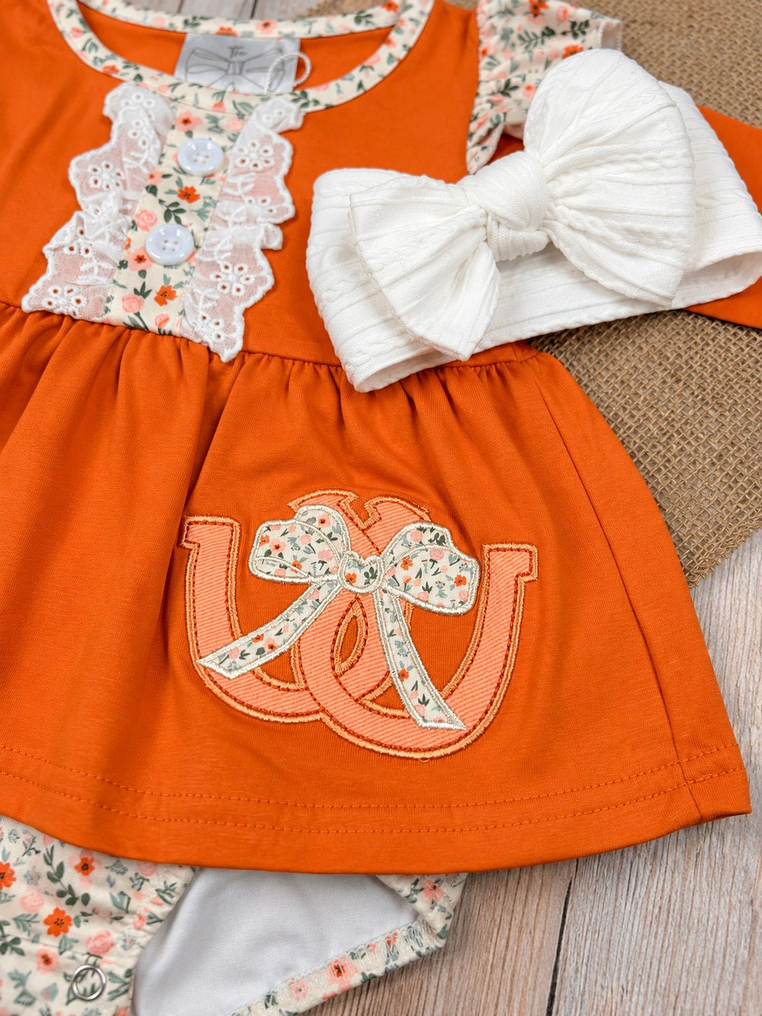 Autumn Horseshoe Blossom Girls Bubble Infant Romper