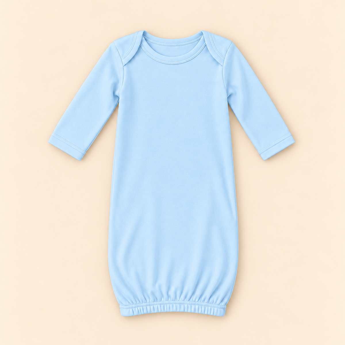 Unisex Long Sleeve Baby Gown – Cotton Blank | 8 Colors | Side Zipper | Embroidery & Monogram Ready