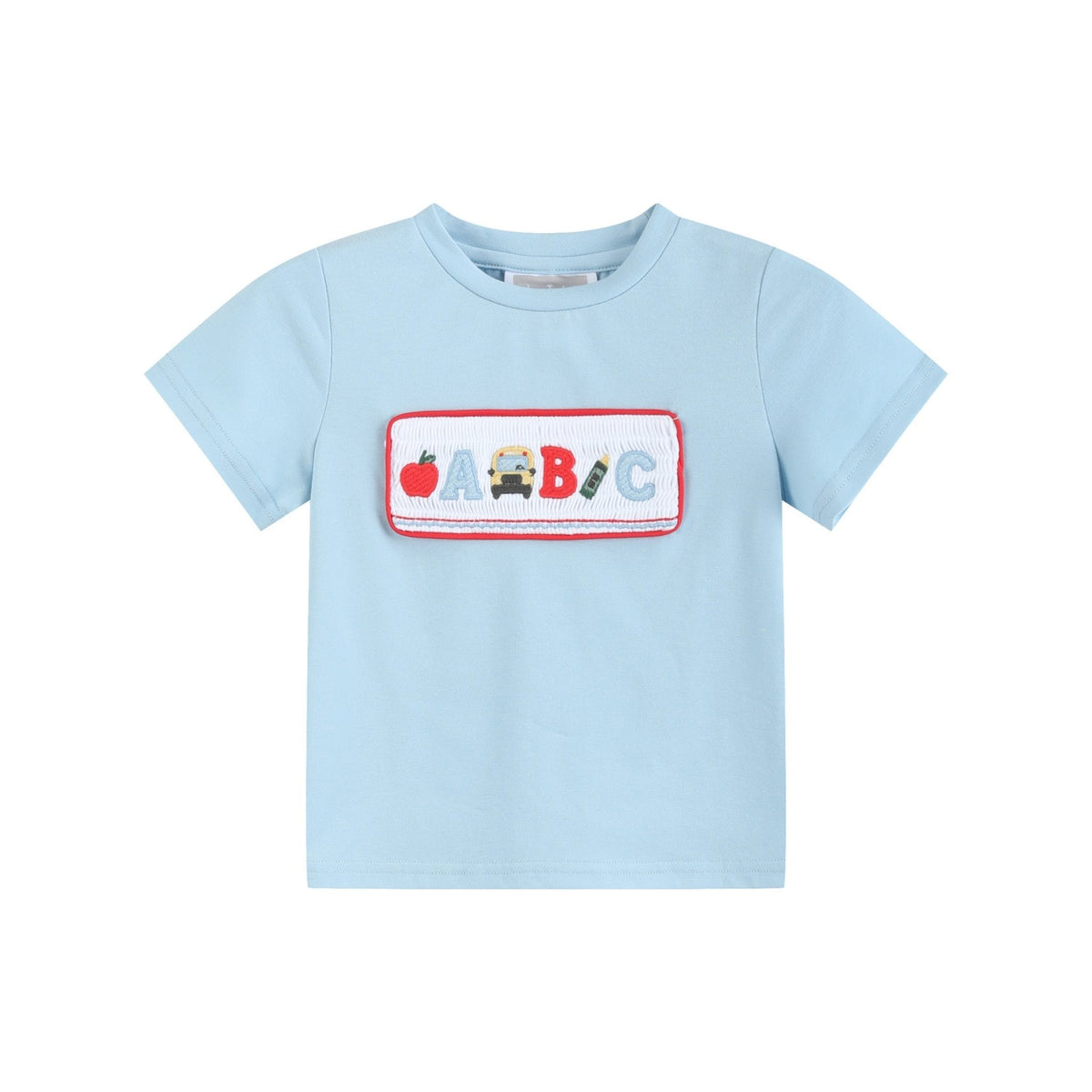 Blue Smocked ABC School Shirt and Shorts Set