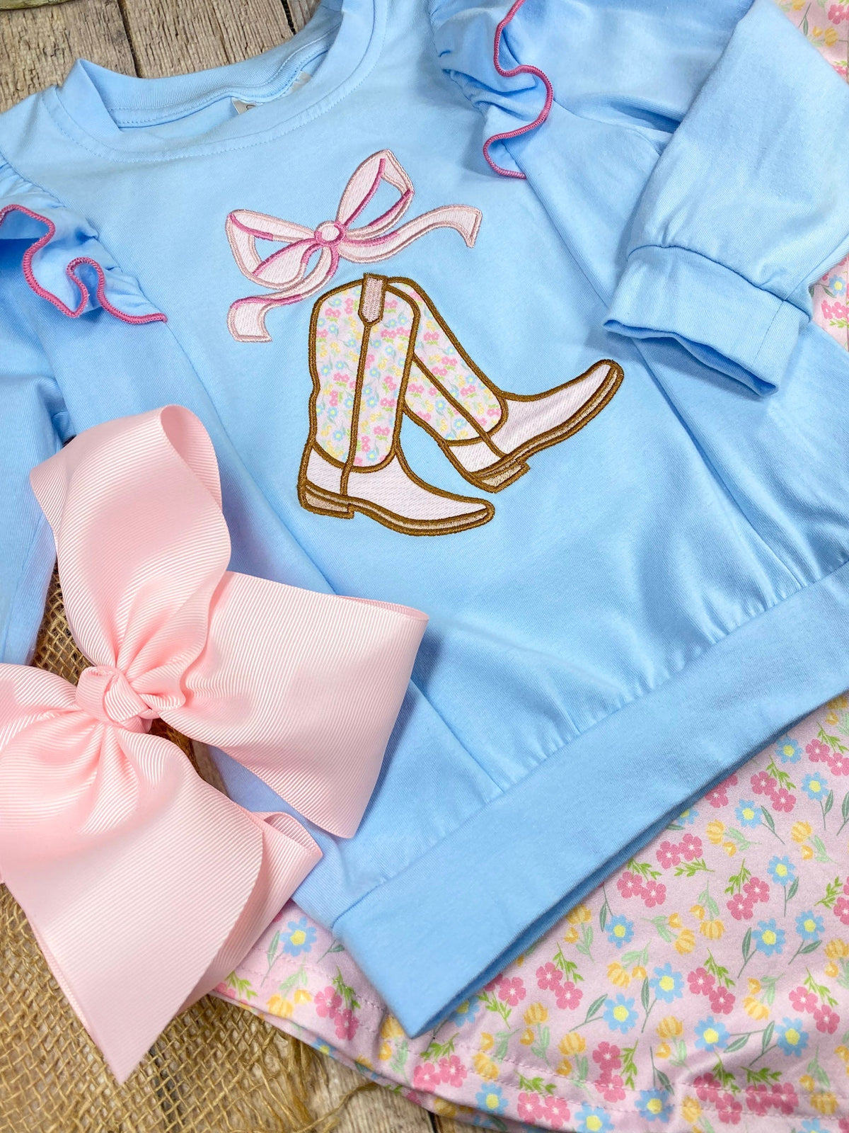 Boots and Bows Western Girls Bell Bottom Set