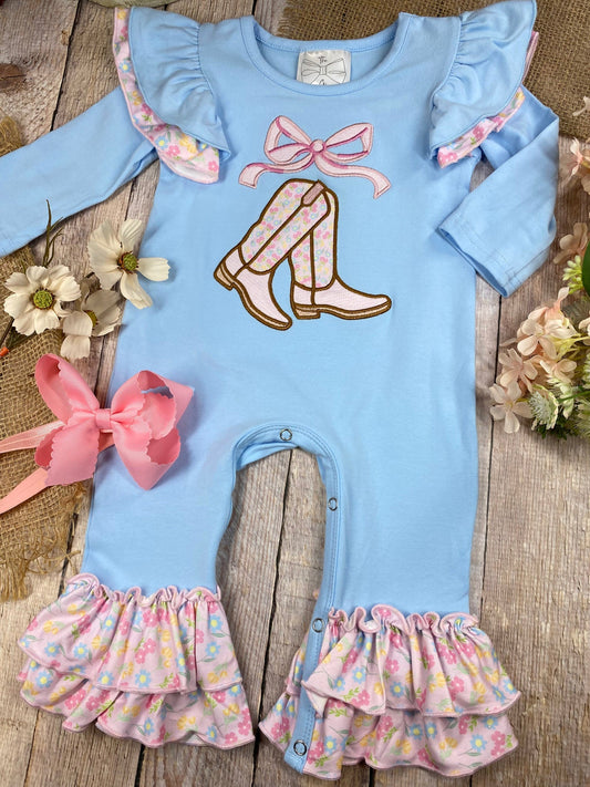 Boots & Bows Western Fall Infant Romper