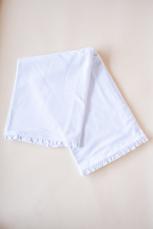 Ruffle Baby Blanket – Cotton Blank for Embroidery & Boutique │ 7 Colors │ 39” × 28”