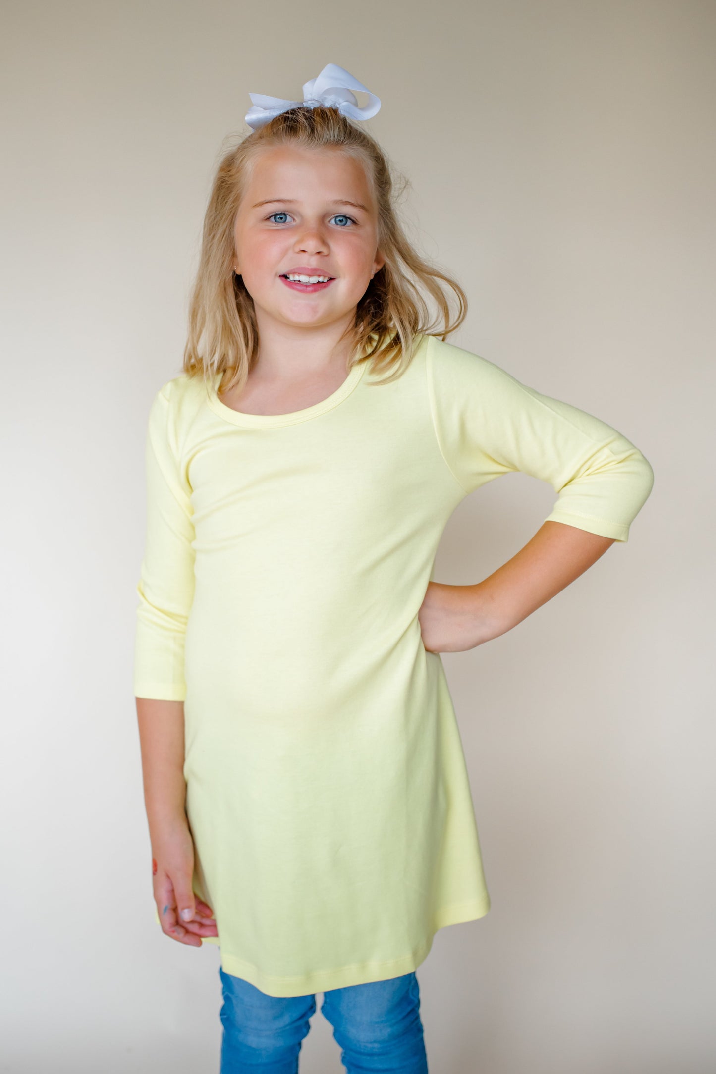 Girl's Straight Sleeve Tunic – Cotton Blank │ 8 Colors │ Embroidery & Boutique │ 12M–12