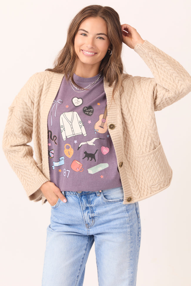 Eras Multi Icons Purple Comfort Colors Graphic Tee SALE