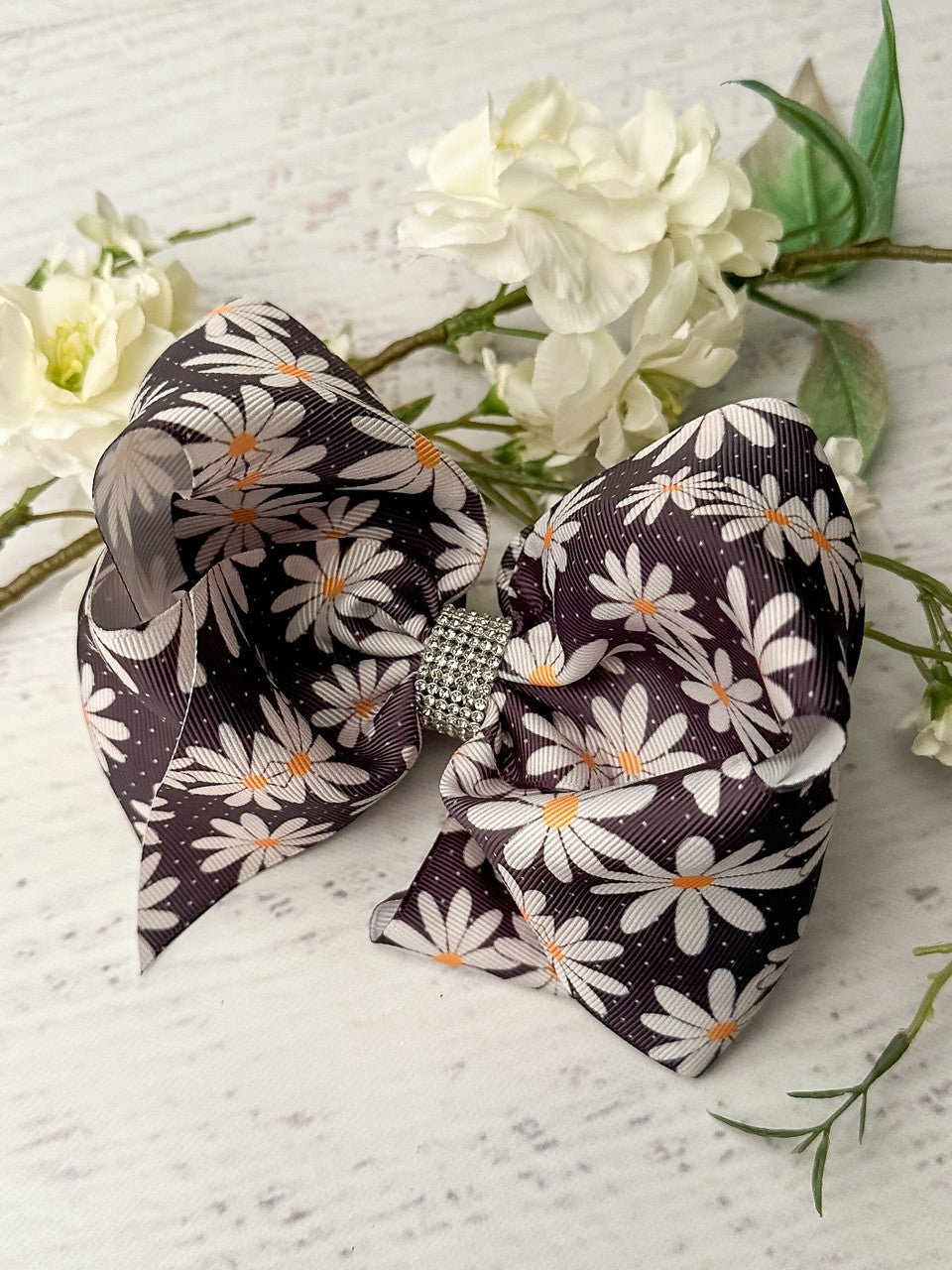 Daisies & Dots Texas Size Rhinestone Centered Hair Bow: Clearance