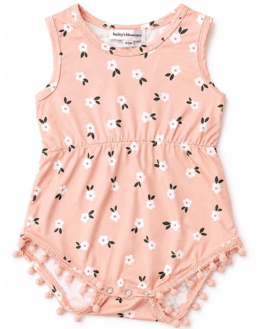 Dillon Pom Pom Romper - Peach Harvest