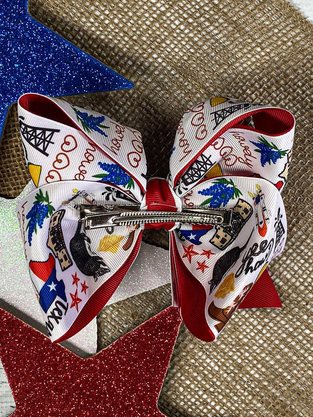 Double Layer Texas Print Hair Bow