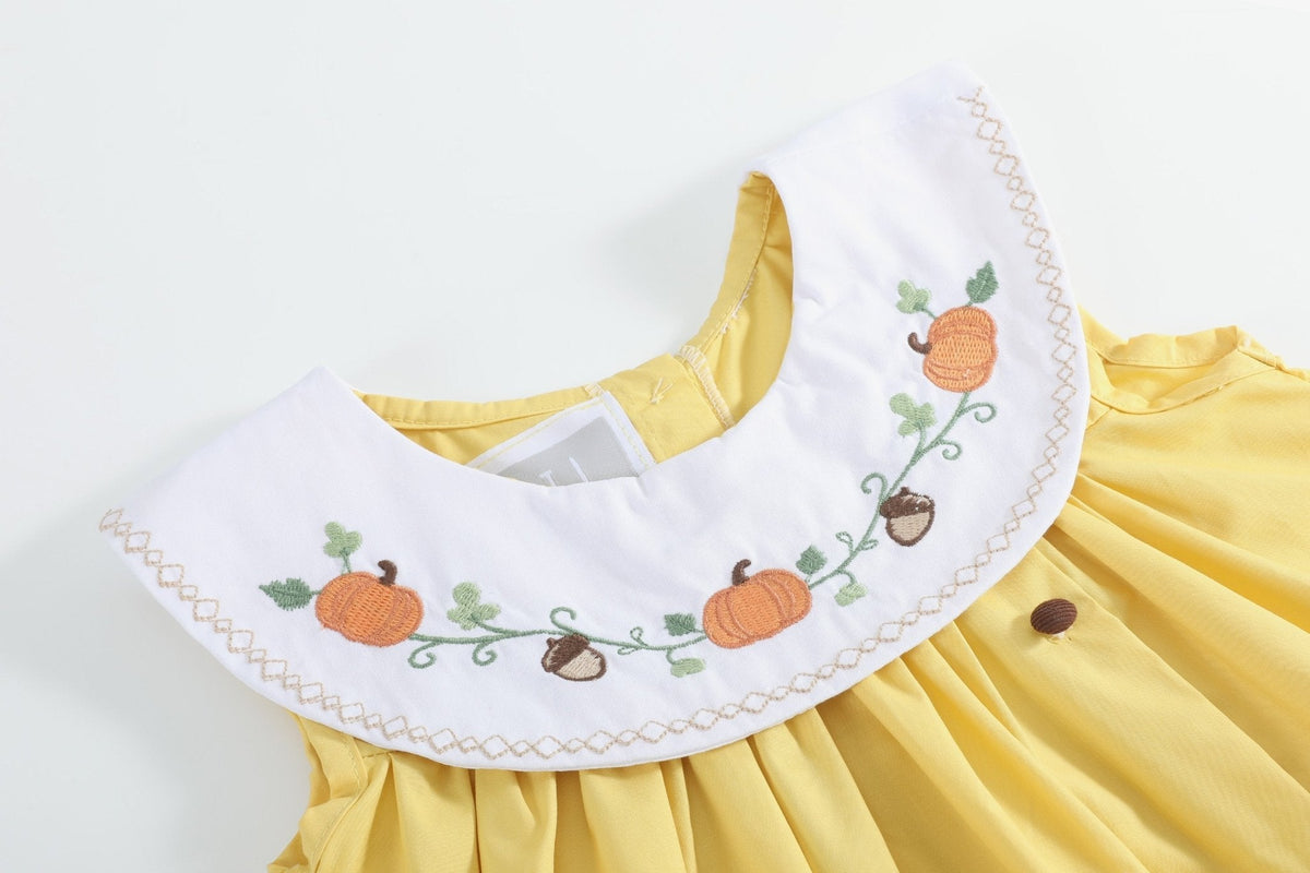 Golden Yellow Pumpkin Collared Dress