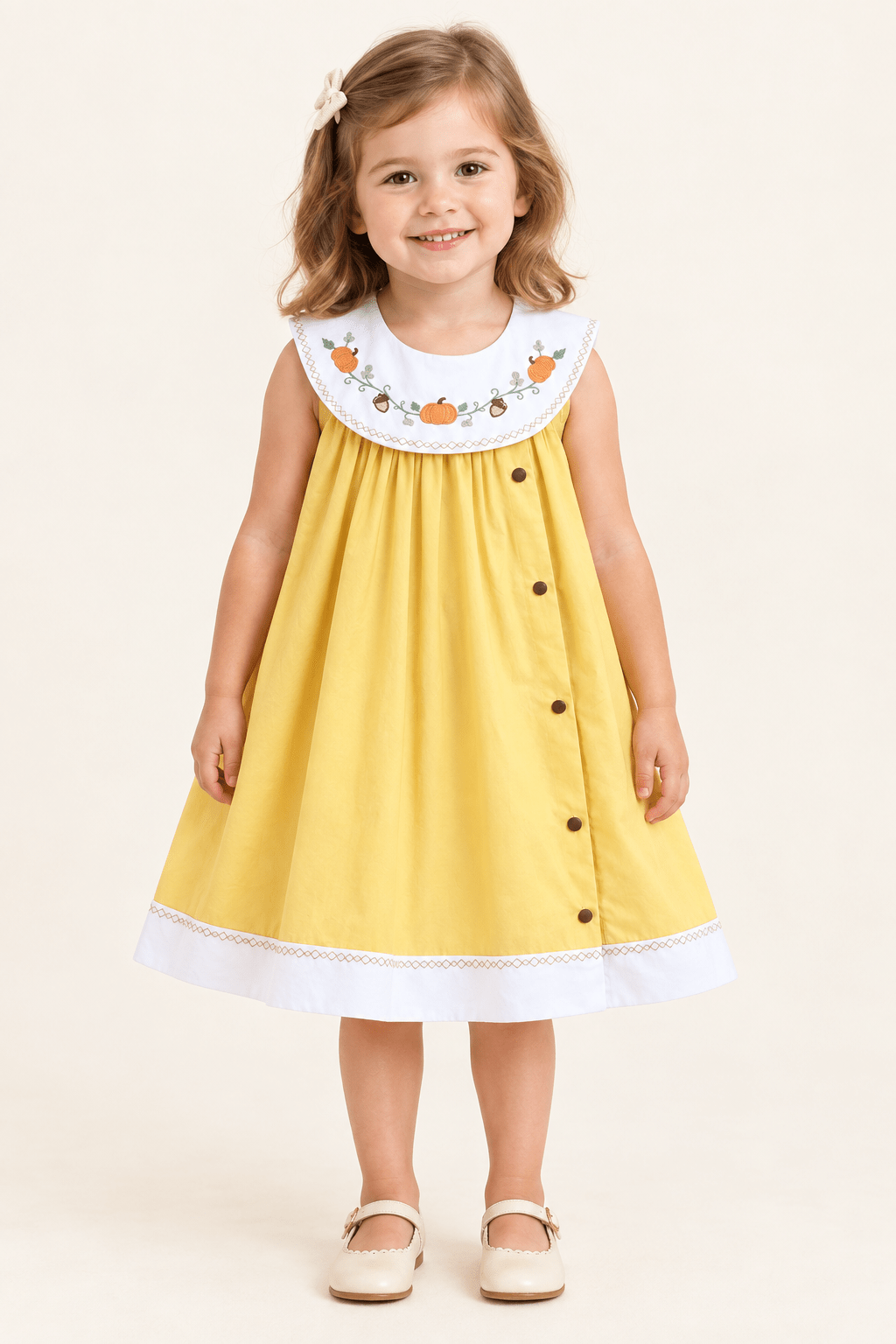 Golden Yellow Pumpkin Collared Dress
