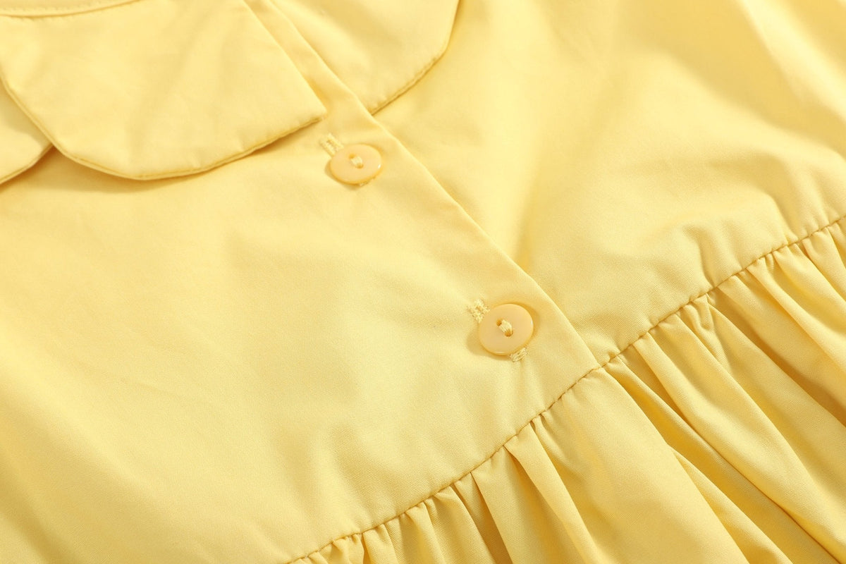 Golden Yellow Pumpkin Smocked Petal Collar Bubble Romper