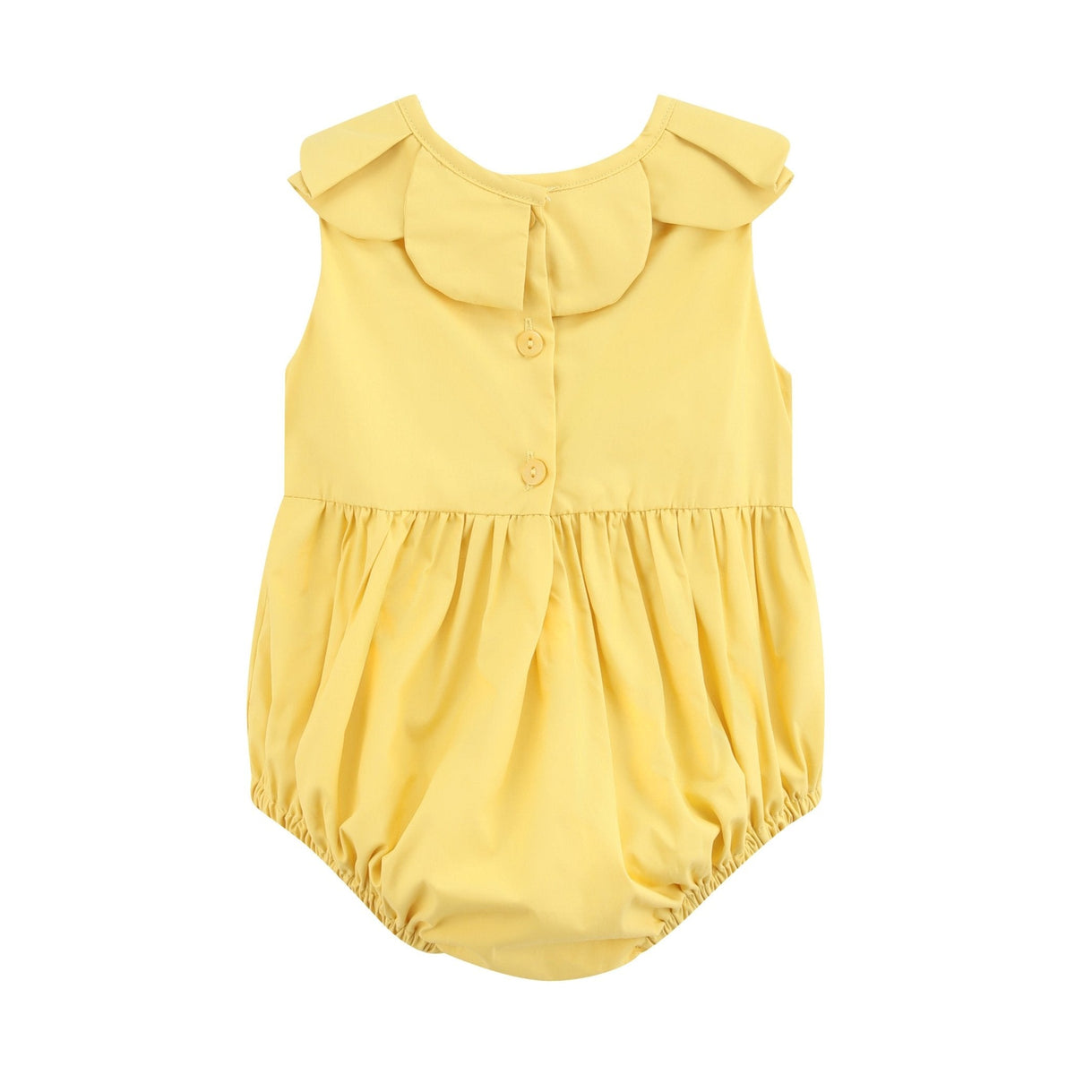 Golden Yellow Pumpkin Smocked Petal Collar Bubble Romper