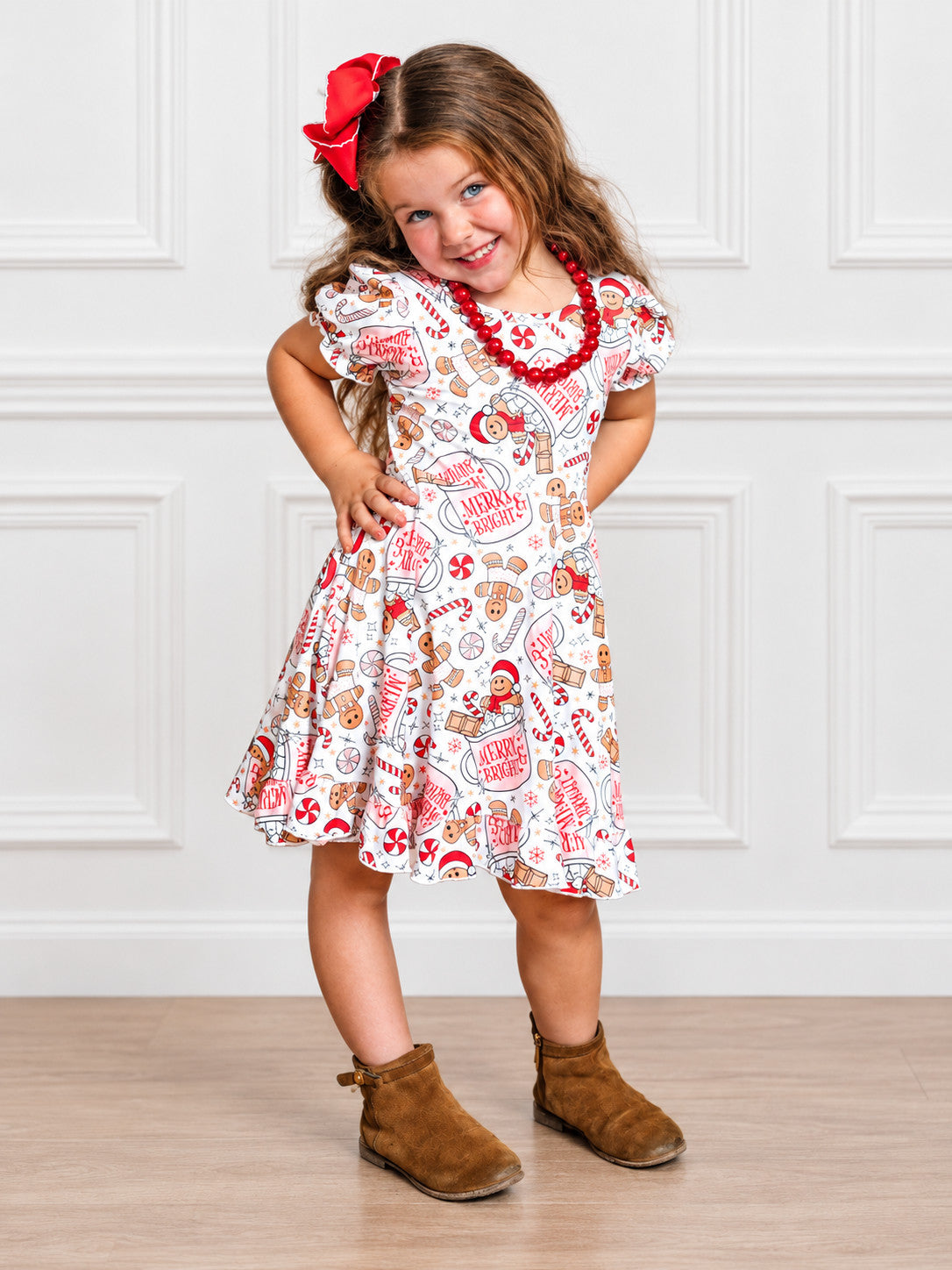Hot Cocoa & Gingerbread Dreams Girls Twirl Christmas Dress
