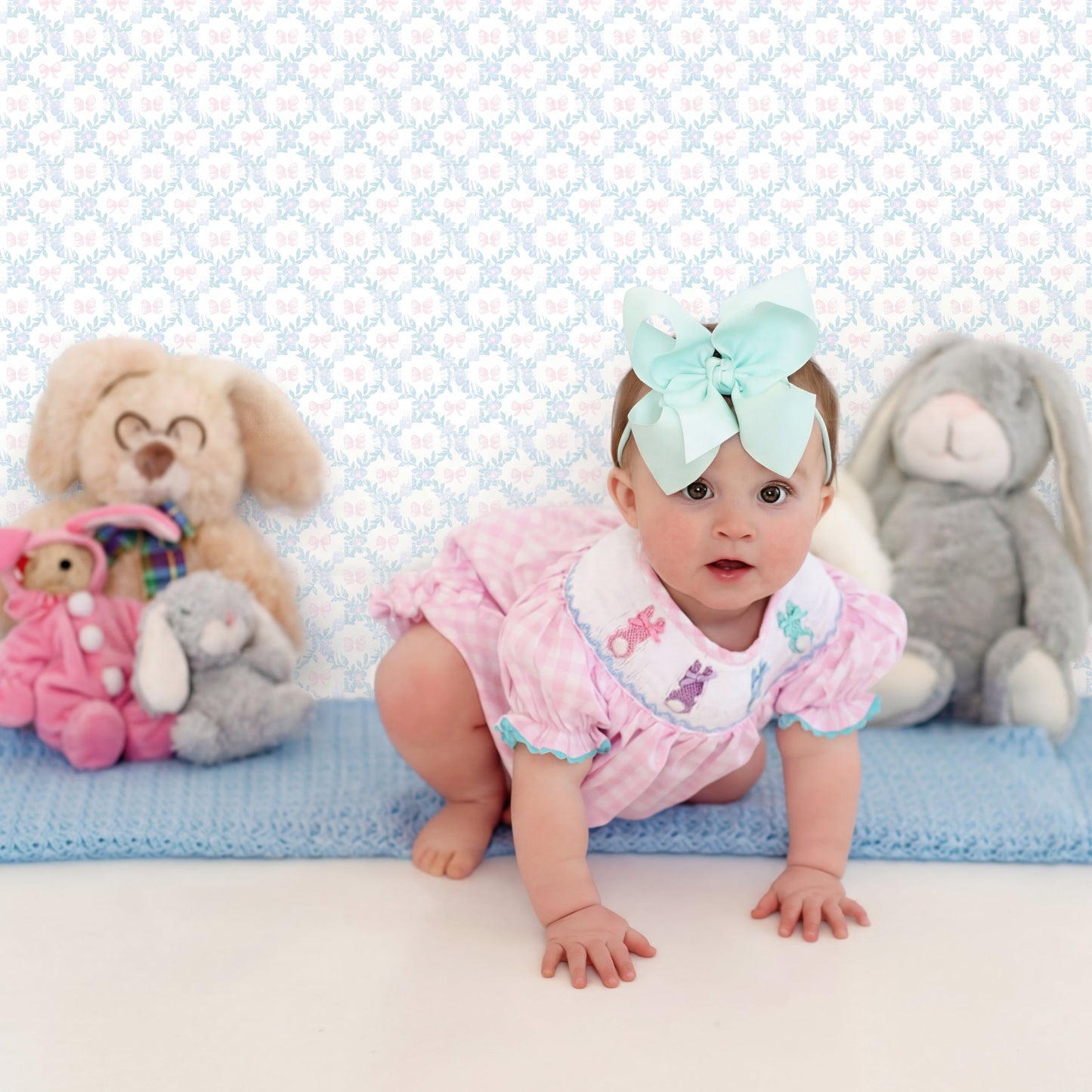 Smocked Pink Bunny Bubble