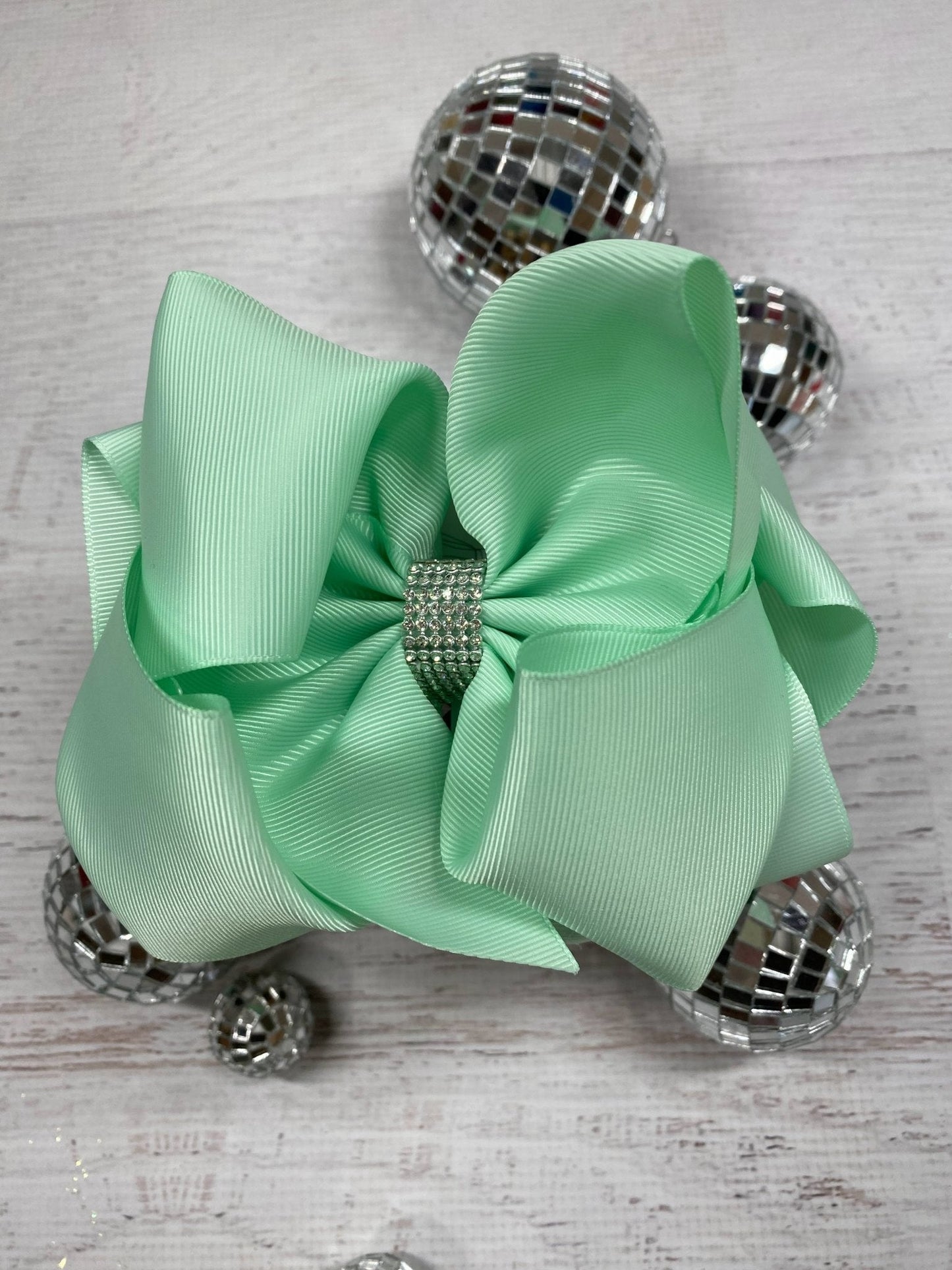 Oversize Rhinestone Hair Bows - French Clip - 5.5"