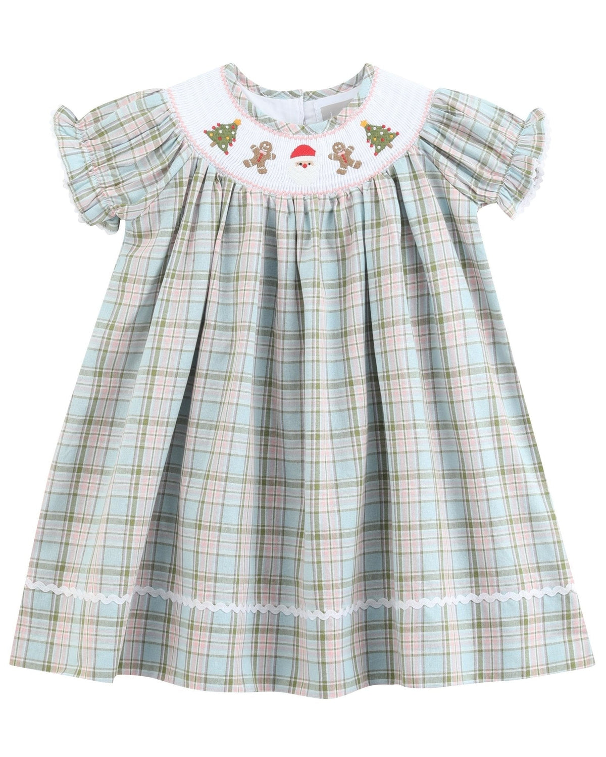 Pinkmas Plaid Christmas Smocked Bishop Dress