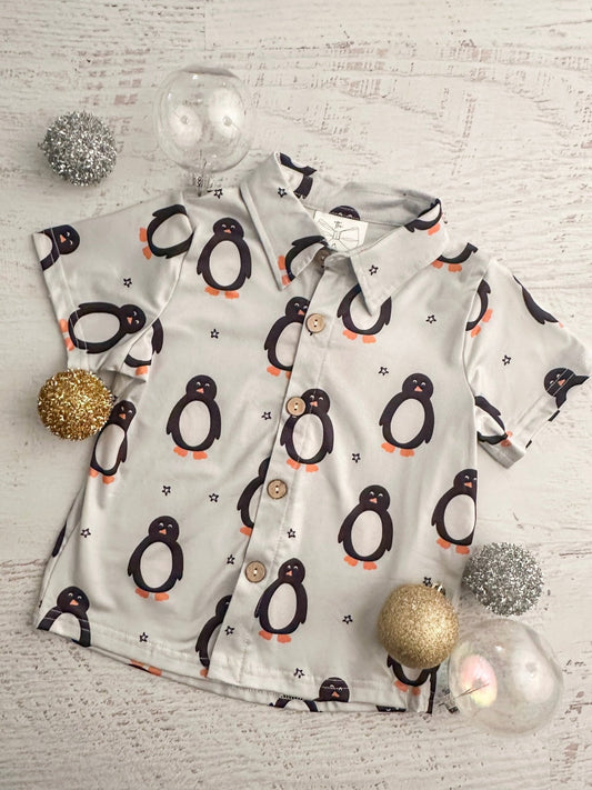 Polar Penguin Boy's Button Down Top