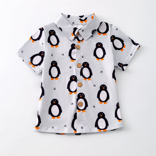 Polar Penguin Boy's Button Down Top