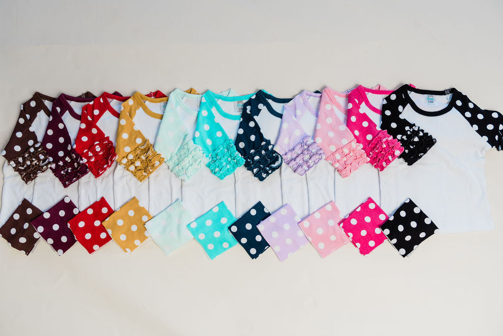 Girl's Polka Dot Triple Ruffle Raglan