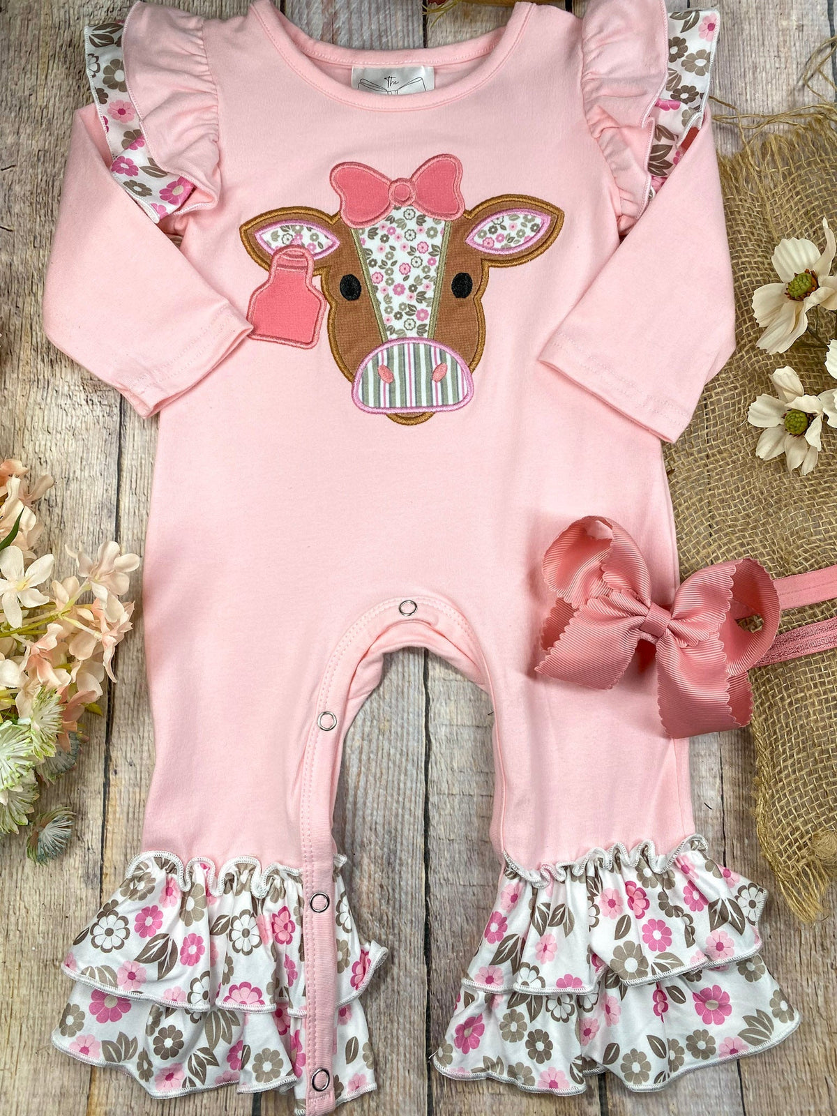 Pretty in Pink Cow Girls Infant Romper
