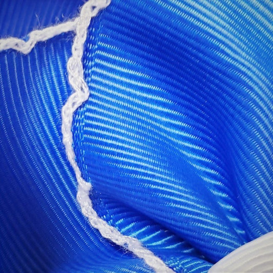 Royal Blue & White Moonstitch Oversized Hair Bow