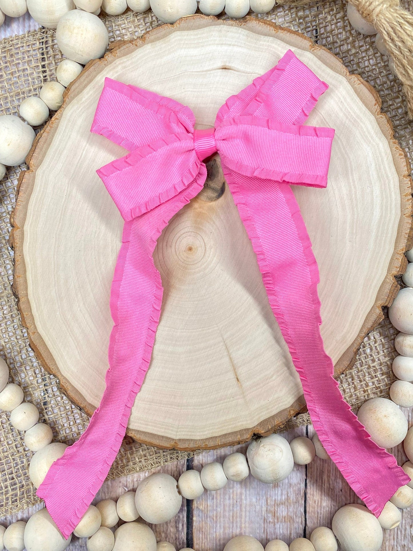 Ruffle Edge Ribbon Hair Bow | Alligator Clip