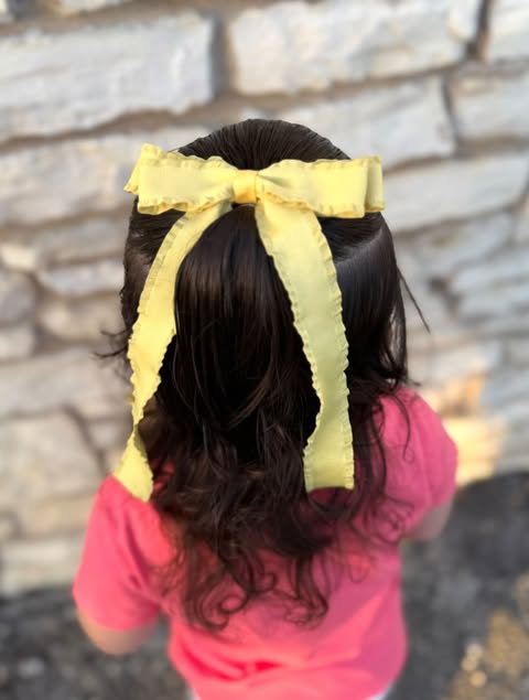 Ruffle Edge Ribbon Hair Bow | Alligator Clip
