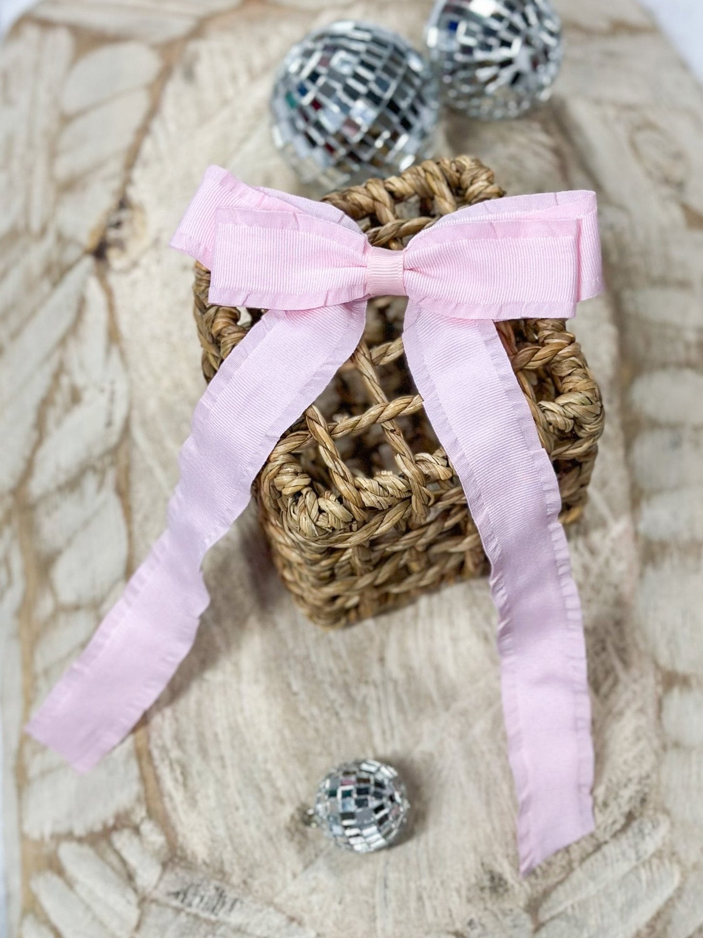 Ruffle Edge Ribbon Hair Bow | Alligator Clip