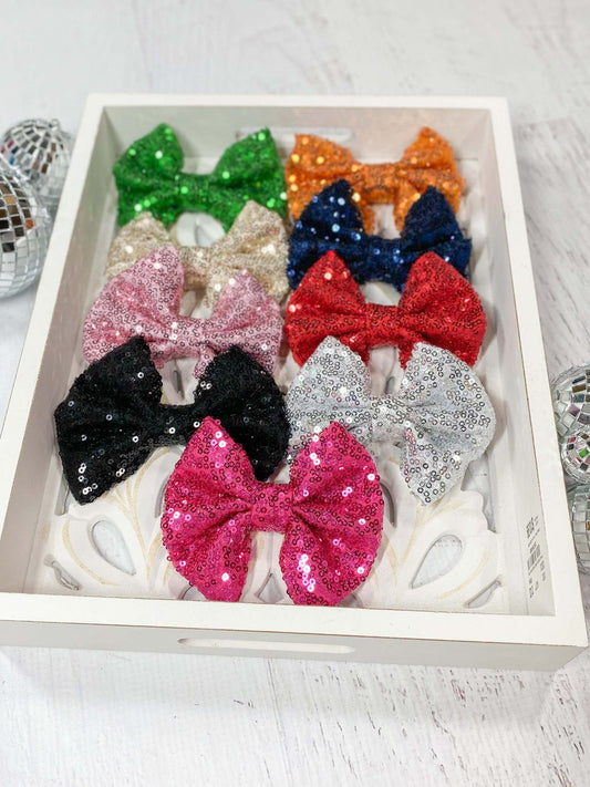 4" Sequin Hair Bow | Alligator Clip