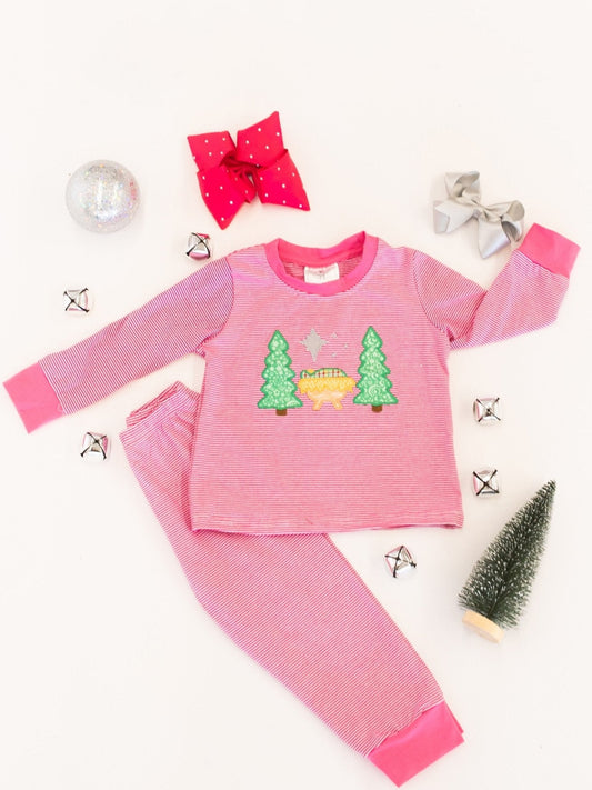 Silent Night Girls Pink PJ's