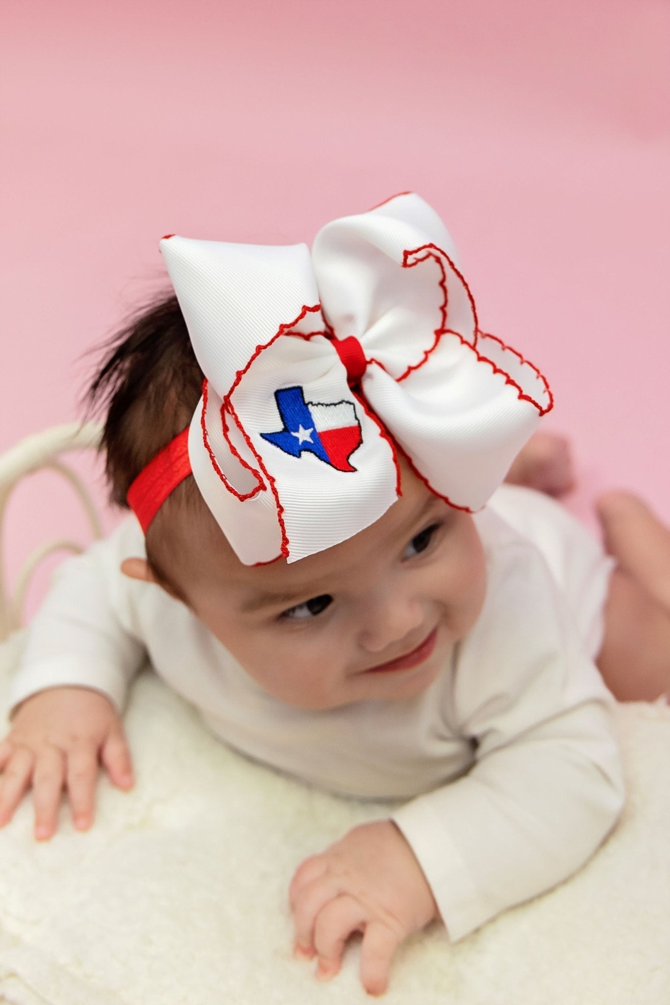 Texas Flag Moonstitch Hair Bow | Clip or Headband
