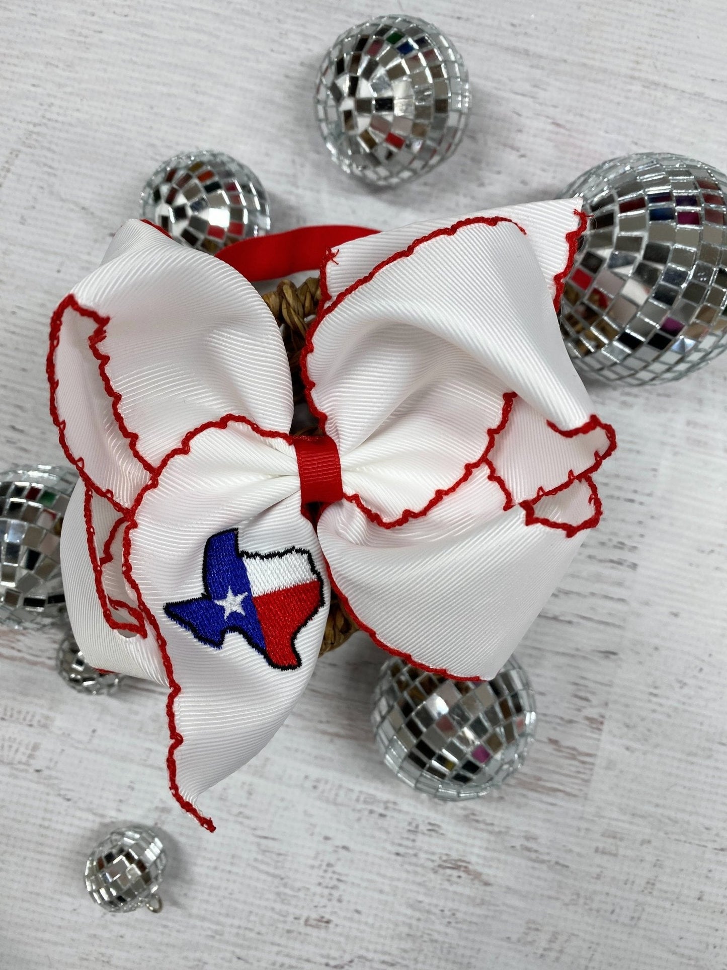 Texas Flag Moonstitch Hair Bow | Clip or Headband