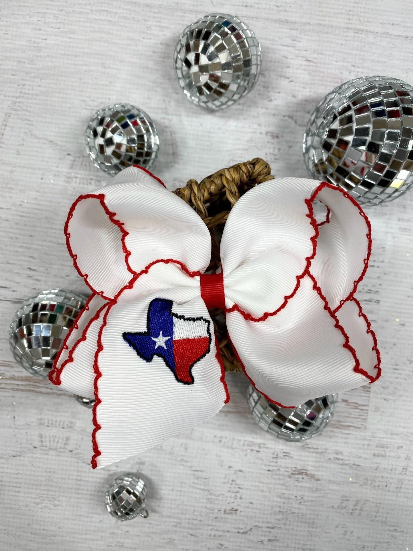 Texas Flag Moonstitch Hair Bow | Clip or Headband