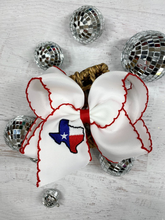 Texas Flag Moonstitch Hair Bow | Clip or Headband
