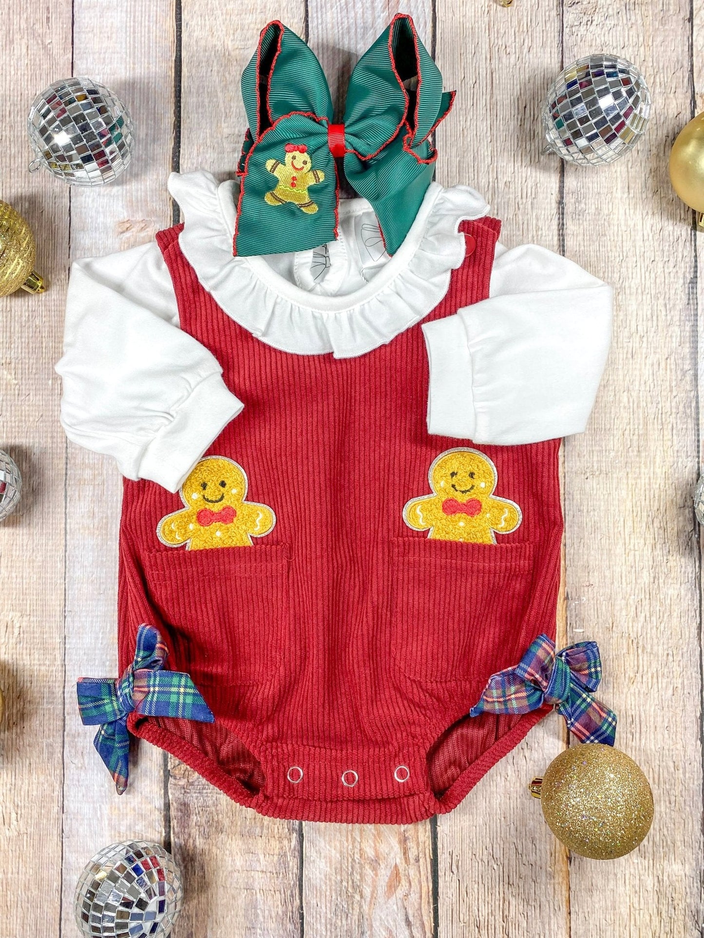 Timeless Gingerbread & Bows Infant Romper