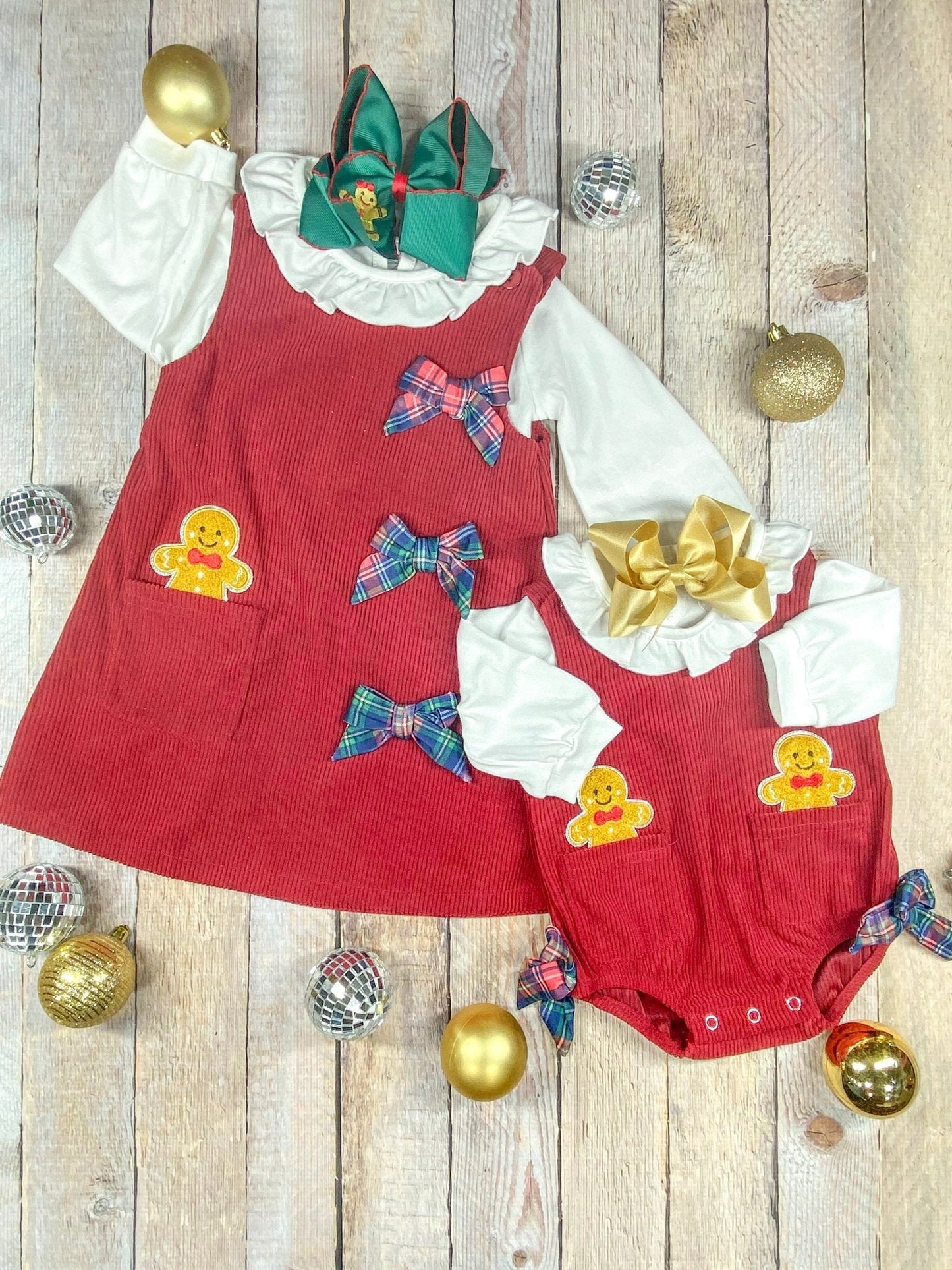 Timeless Gingerbread & Bows Infant Romper