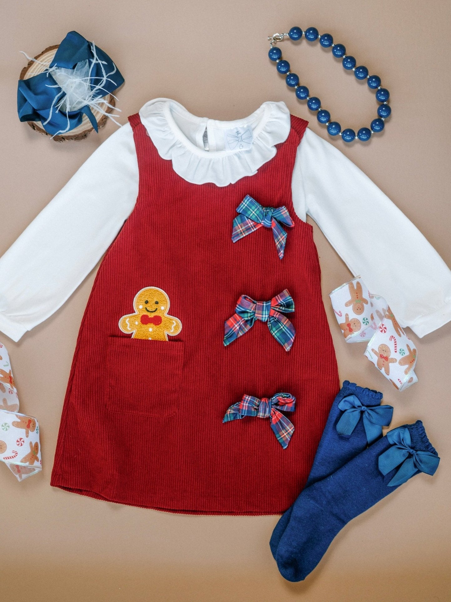 Timeless Gingerbread & Bows Maroon Dress
