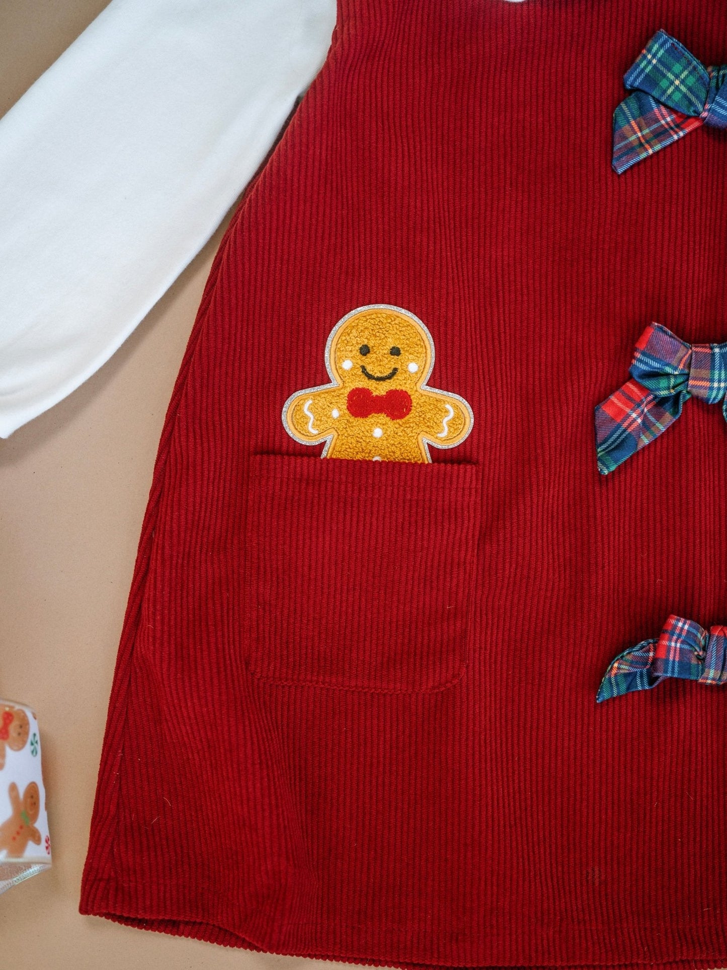 Timeless Gingerbread & Bows Maroon Dress