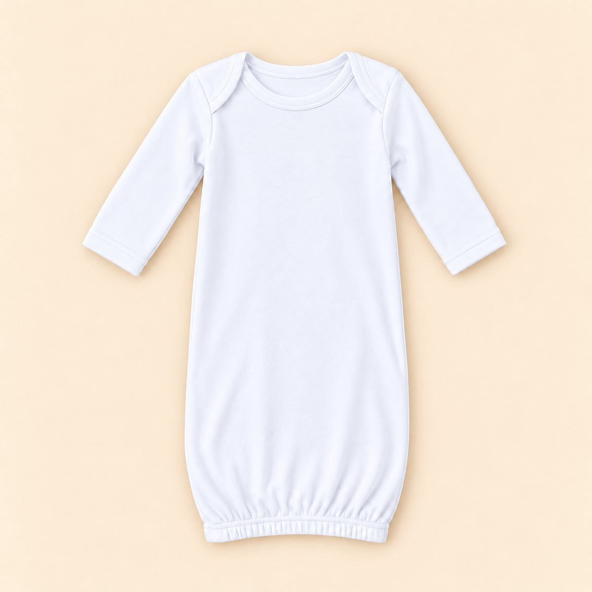 Unisex Long Sleeve Baby Gown – Cotton Blank | 8 Colors | Side Zipper | Embroidery & Monogram Ready
